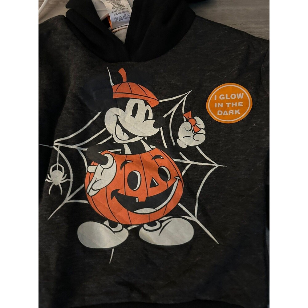 NWT Glow in the Dark Disney Halloween Gray Black Orange Mickey 24 Months